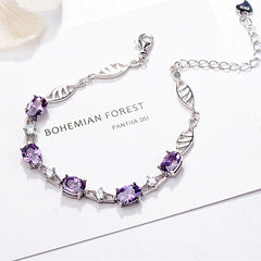 S925 Silver Jewelry with Stylish Amethyst Bracelet