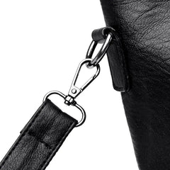 Classic Solid Color Faux Leather Bag Set (Large Capacity)