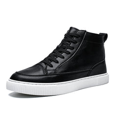 Brown High-top Casual Leather Shoes for Men