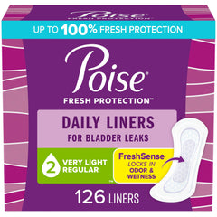 Poise Incontinence Panty Liners Very Light Absorbency Regular Length (126 Count) - Packaging may vary