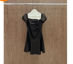 Star Mesh Puff Sleeve Dress
