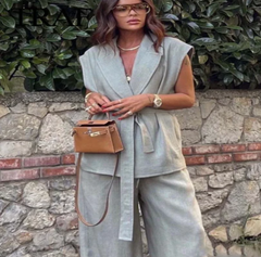Casual Summer Set with Belted Linen Top (One Set)