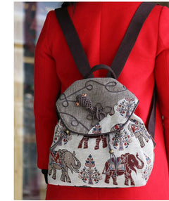 Ethnic Style Canvas Drawstring Backpack