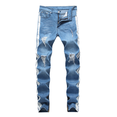 Shredded Slim Leg Stretch-Fit Denim Trousers