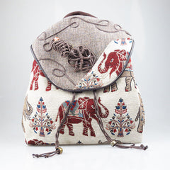 Fashionable Ethnic Backpack with Unique Drawstring Closure