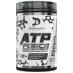 DRAGON PHARMA ATP Force Enhanced Creatine System Stim-Free Increase Lean Muscle Mass & Recovery 5 Grams of CreaPure Improves Blood Flow (30 Servings Unflavored)