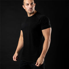 Solid Color Short Sleeve Fitness T-Shirt for Men