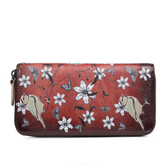 Vintage Women's Cowhide Zipper Wallet