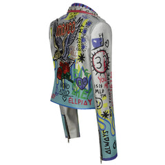 Punk Rock Style Women's Leather Jacket with Studs
