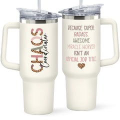 Thank You Gifts for Women Boss Coworker Manager Office Teacher Nurse Assistant Mom - Chaos Coordinator Gifts - Boss Lady Gifts Boss Lady Gifts for Women Boss Lady for Her - 40 Oz Tumbler