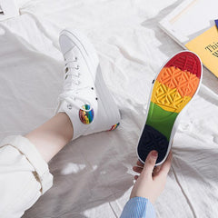 High-Top Rainbow Fabric Sneakers for Women