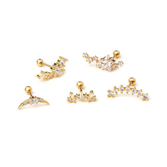 Stainless Steel Star Zirconia Screw Earrings (Pierced)