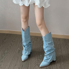 Retro High-Top Pointed Boots for Women 2024