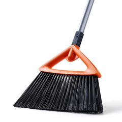 CLEANHOME Outdoor Brooms for Sweeping Patio Commercial Grade Heavy Duty Broom with Stiff Bristle for Sweeping GarageDeckKitchenStraw Outside Broom for Cleaning Pet HairWeedsLeavesGrey