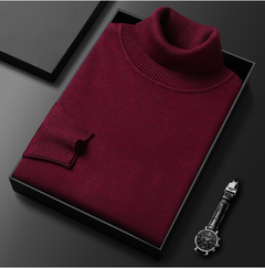 Slim-Fit Solid Color Turtleneck Pullover Sweater