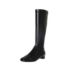 Colorblock Low Heel Square Toe Casual Boots for Women