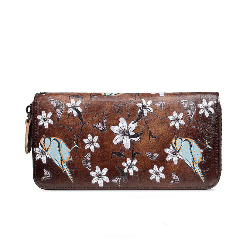 Vintage Women's Cowhide Zipper Wallet