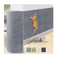 KVIDA Self-Adhesive Cat Scratching Mat 98.4" x 15.7" Durable Scratch Guard for Sofa Couch Cat Tree Shelf – Trimmable Furniture Protector Light Grey