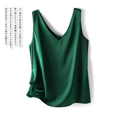 Versatile Women's Solid Silk Satin Tank Top
