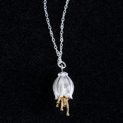 S925 Silver Flower Pendant Vintage Style Necklace
