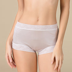 Luxurious Silk Women's Lace Trim Mid-Rise Boxers