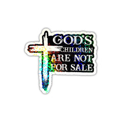 MOKOBOIZ (3pcs) Gods Children Are Not For Sale Holographic Stickers Cross Christian Glitter StickersWater Assistant Holographic Vinyl Sticker Size 3" Sparkly Stickers for Laptop Phone Water Bottle