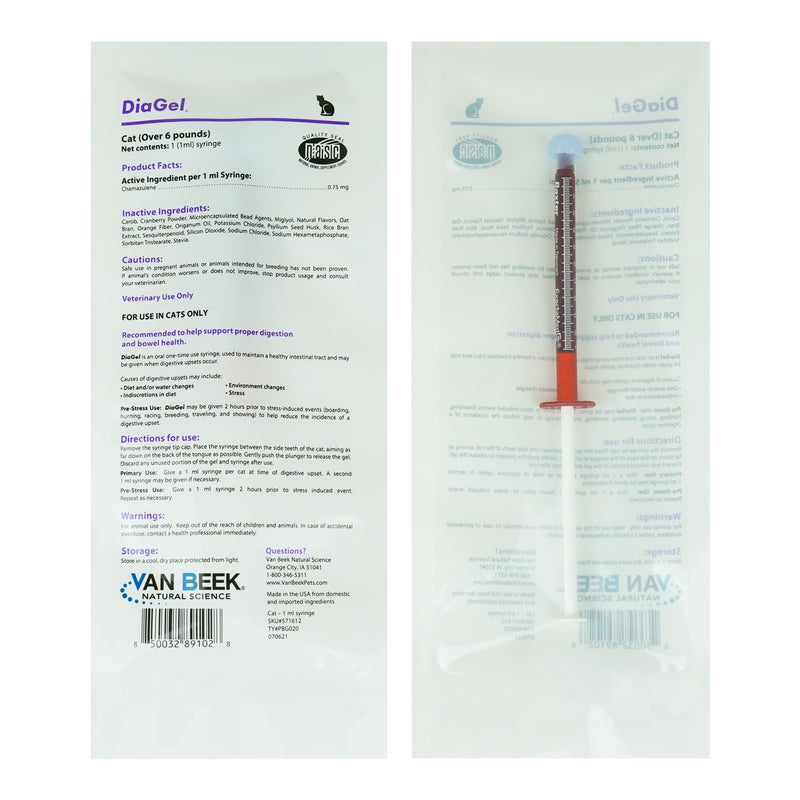 Van Beek Natural Science DiaGel for Cats - All Natural Cat Supplement to Help Maintain Digestive Health & Function - Oral Gel to Help Control Diarrhea - Natural Pet Products