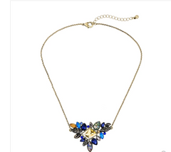 Exaggerated Gemstone Flower Long Necklace for Women
