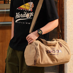 Men's Large Capacity Canvas Travel Fitness Bag with Pocket