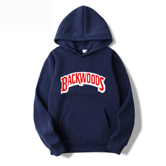 Men's Pullover Hoodie with BACKWOODS Print (Hip-Hop)