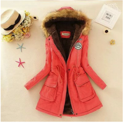 Thick Cotton Coat with Hood and Lamb Fleece Lining