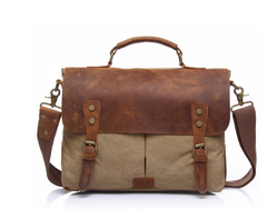 Men's Canvas Messenger Bag, Shoulder Briefcase