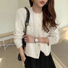 Korean Style Pearl Button Knit Cardigan for Women