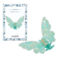 Butterfly Hair Clips 4 inch，large butterfly hair clips for women for Thick Thin Hair Non Slip Cute Hair Claw Clip for Thin Hair Curly（blue-Diamond）