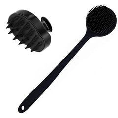 Cinlitek Silicone Body Scrubber & Scalp Massager Long Handle Back Scrubber for Shower BrushExfoliating Body Scrubber Shower Scrubber for Body Brush Hair Dandruff Shampoo Brush for MenWomen&Kids