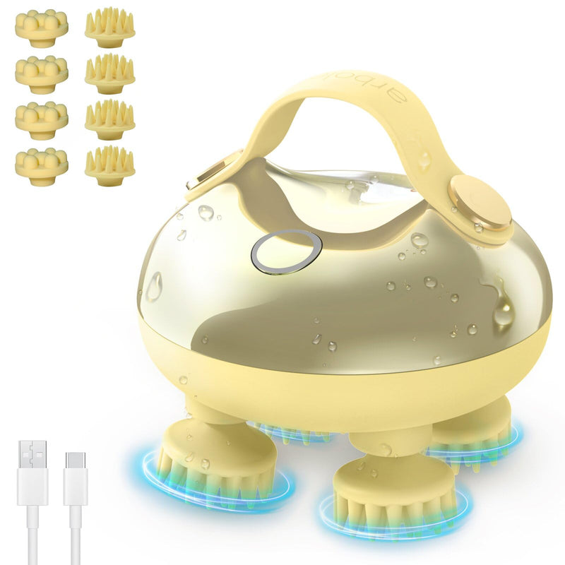 arboleaf Scalp Massager Electric Portable Head Massager Scalp Stress Relax Waterproof 6 in 1 Hair Massage with 8 Removable Claws Rechargeable Hair Head Scratcher Valentines Day Gifts for Her Him