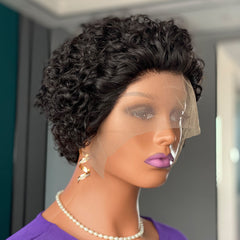 Curly Pixie Cut Lace Wig - Human Hair Short Cap