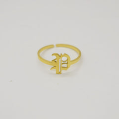Vintage English Alphabet Ring in 18K Vacuum Plating