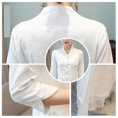 Retro Cotton Linen Qipao Dress with Seven-Point Sleeves