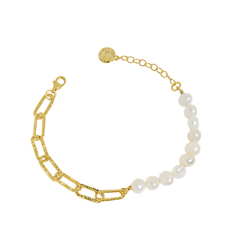 Korean version of niche light luxury design Baroque freshwater pearl chain texture bracelet for women