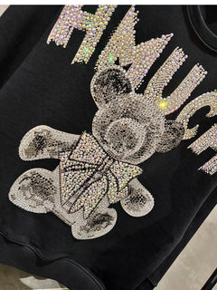 Light Luxury Rhinestone Bear Sweatshirt for Women