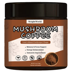 WeightWorld Mushroom Coffee Powder - Arabica Instant Powder with Lion’s Mane Reishi Chaga Turkey Tail and Cordyceps - Energy & Immune Support - 6 Oz