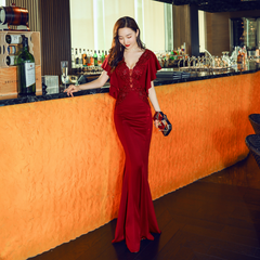 Red Off-Shoulder Mermaid Wedding Reception Dress