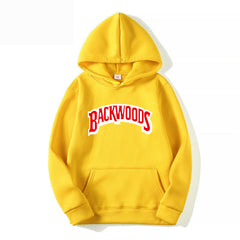 Men's Pullover Hoodie with BACKWOODS Print (Hip-Hop)