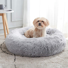 WESTERN HOME WH Calming Dog Bed & Cat Bed Anti-Anxiety Donut Dog Cuddler Bed Warming Cozy Soft Dog Round Bed Fluffy Faux Fur Plush Dog Cat Cushion Bed for Small Medium Dogs and Cats