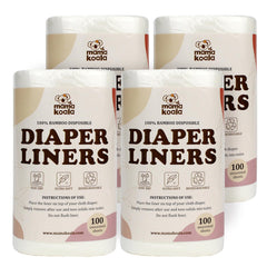 Mama Koala Disposable Natural Bboo Diaper Liners for Cloth Diapers 400 Sheets (4 Pack)