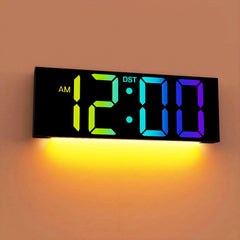 JALL 12 Large Digital Wall Clock with Remote Control Big LED Screen Dispaly 8 RGB Colors DST Night Light for Living Room Bedroom Gift for Elderly (Black)