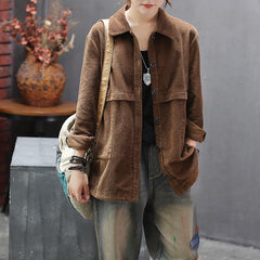 Corduroy Blouses for Women - Autumn Long Sleeve Tops