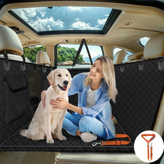 Vinstatin Back Seat Extender for Dogs with Hard Bottom Nonslip & Waterproof Dog Car Seat Cover for Back Seat Pet-Friendly Ridesharing Dog Hammock with Mesh Window Storage Pocket for Car SUV