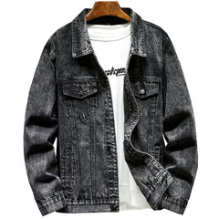 Men's Vintage Washed Ash Denim Jacket - Slim Fit